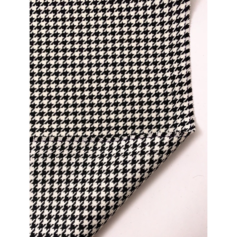 Classic Houndstooth Suiting – Black / Ivory / Off-White Fabric by the Yard
