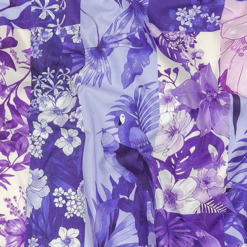 Cotton Voile – Purple Floral Patchwork – Periwinkle Patch Print – Mood Exclusive Indigo Collection