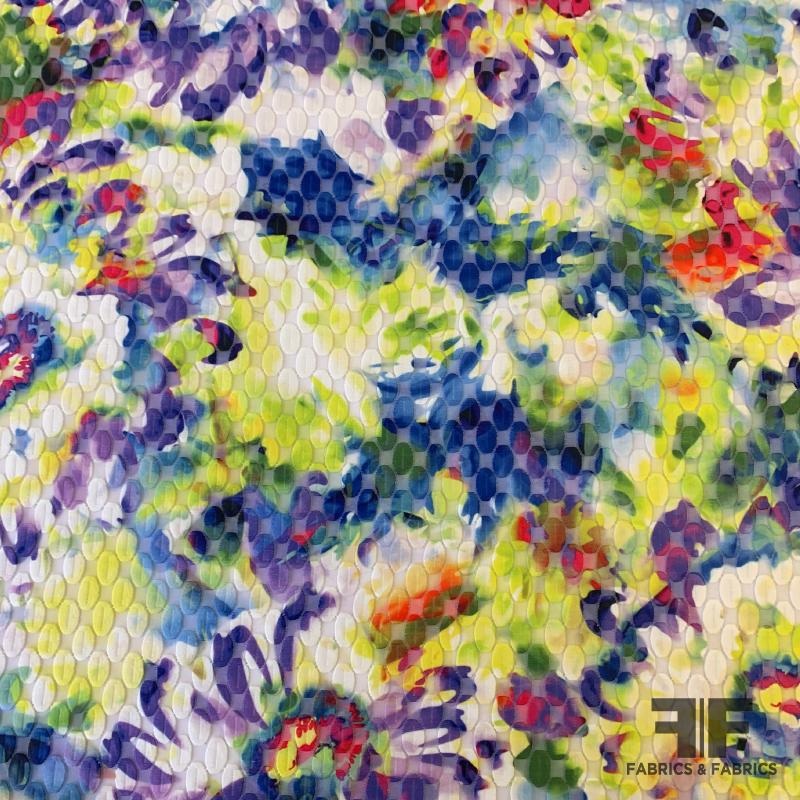 Floral Novelty Polka Dot Embroidered Organza – Green/Multicolor Fabric by the Yard