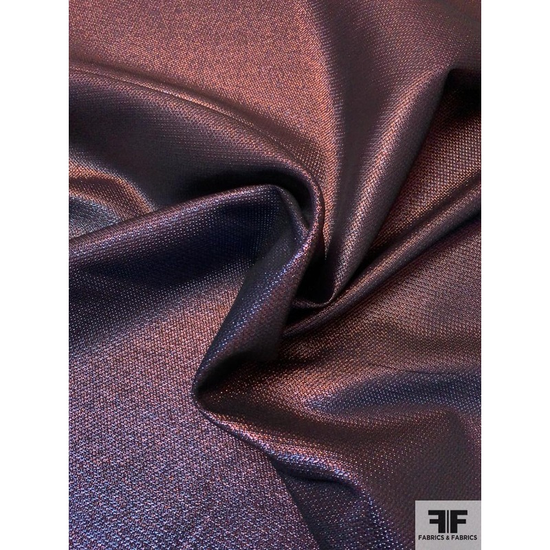 Italian Iridescent Pique-Like Dressweight Poly Cotton Lam – Copper / Blue Fabric by the Yard