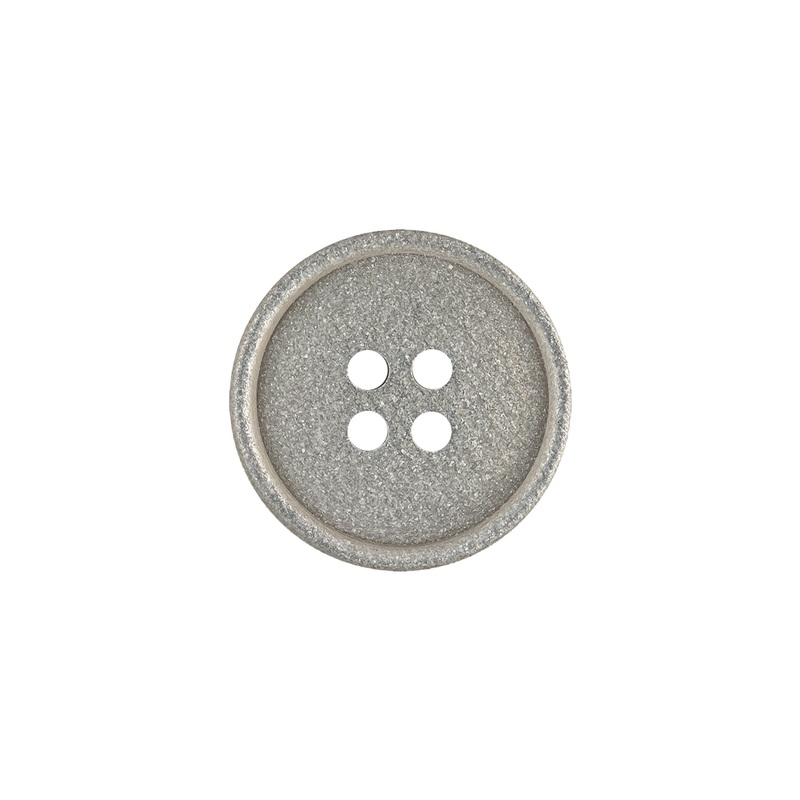 Italian Light Satin Gray Speckled Narrow Rim 4-Hole Button – 28L/18mm