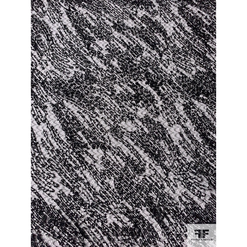 Novelty Tulle with Ribbonwork – Black Fabric by the Yard