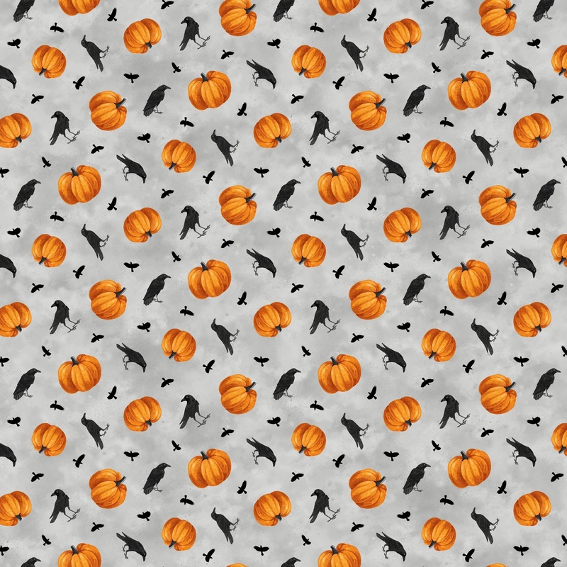 Spellbound / Tossed Pumpkins & Crows in Grey