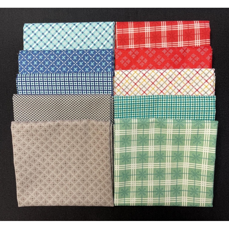 Bee Plaids – FQ Bundle – 10 Pieces – 19.5″ x 21″ Each