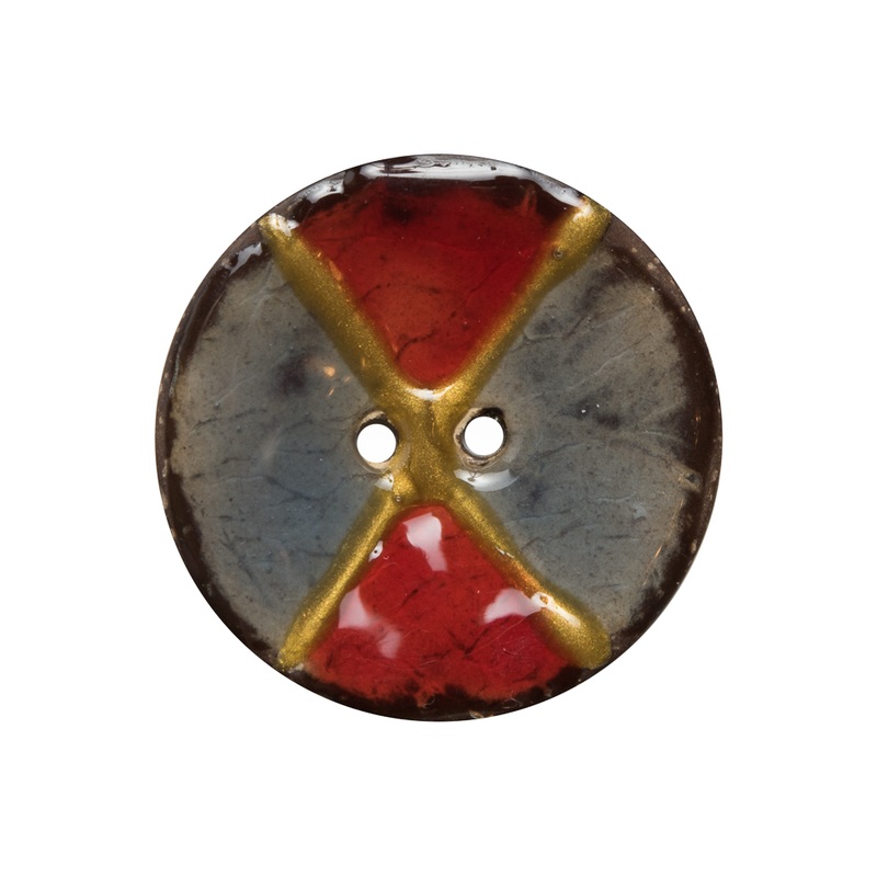Italian Red and Gray Coconut Button – 40L/25.5mm