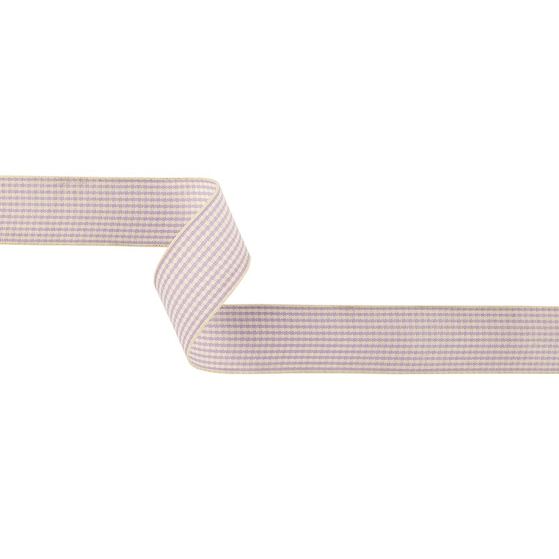 Lilac and Cream Houndstooth Check Woven Ribbon – 1″