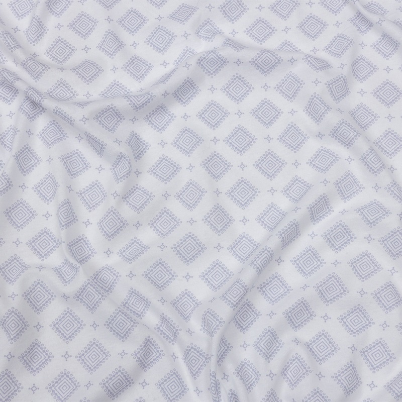 Lilac and White Decorated Diamonds Cotton Jersey