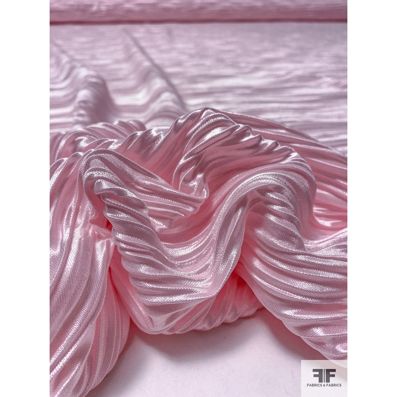 Pleated Shiny Knit – Baby Pink Fabric by the Yard