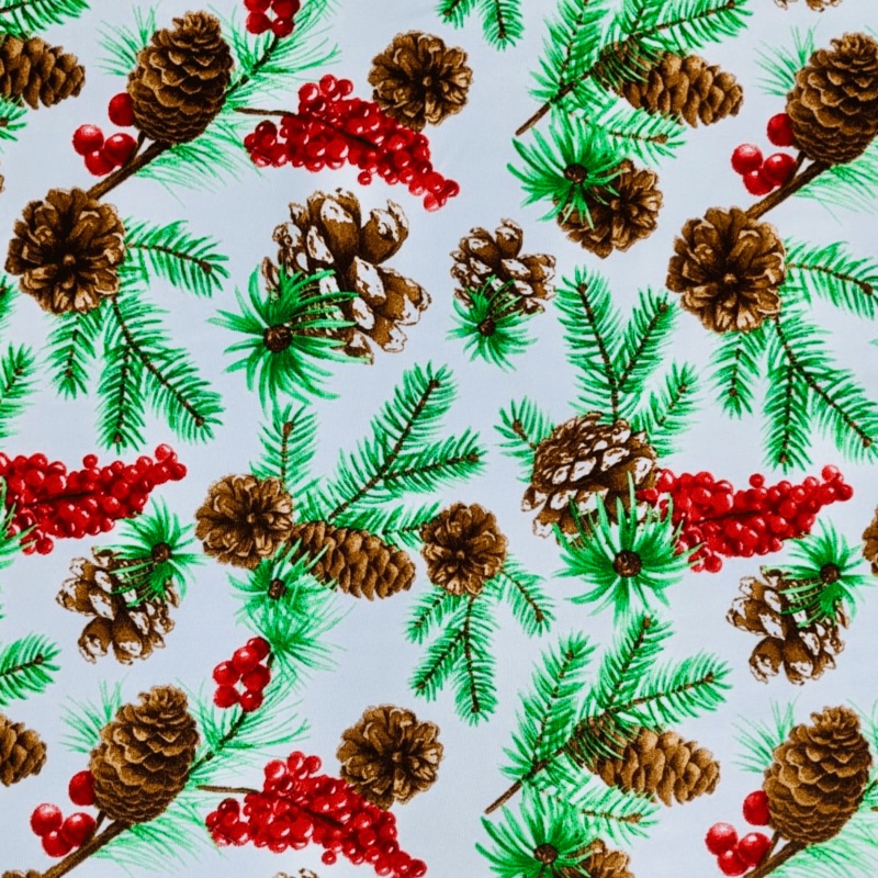 Christmas Printed Mini Matt Pine Cone White