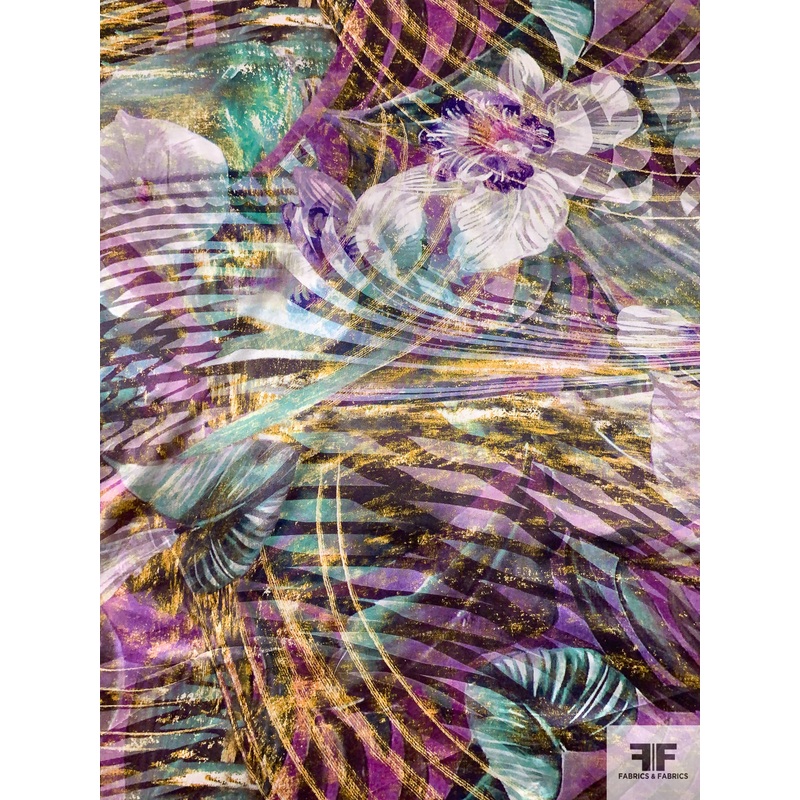 Made in Germany Abstract Floral Printed Silk Charmeuse – Multicolor Fabric by the Yard