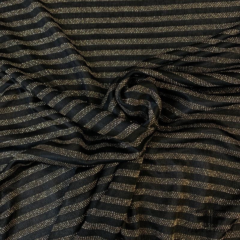 Metallic Striped Rayon Knit – Gold/Black Fabric by the Yard