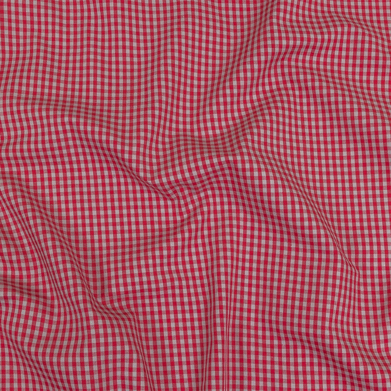 Red and Gray Checked Cotton and Polyester Shirting