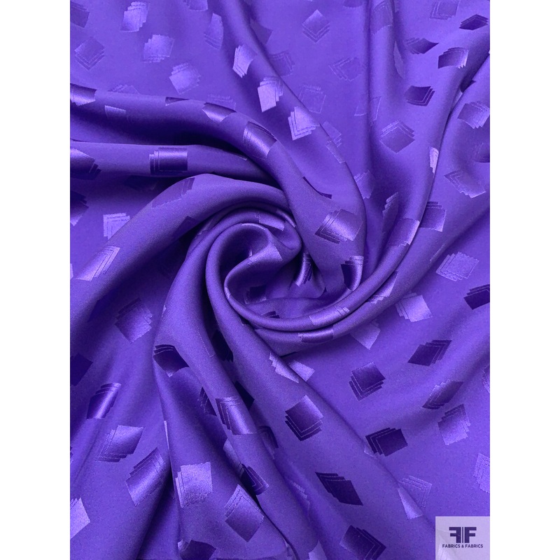 Squares on Squares Jacquard Silk Charmeuse – Purple Fabric by the Yard