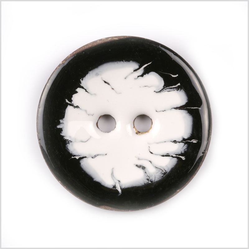 White and Black 2-Hole Coconut Button – 80L/50.8mm
