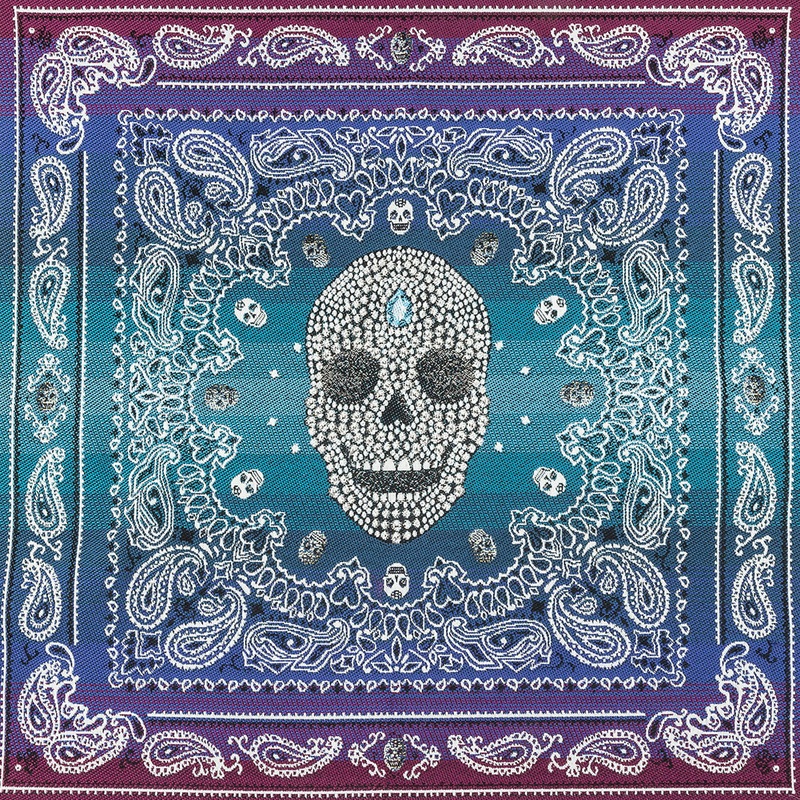 French Bleu Multi Diamonds and Bandanas Oversized Square Patch – 18.875″