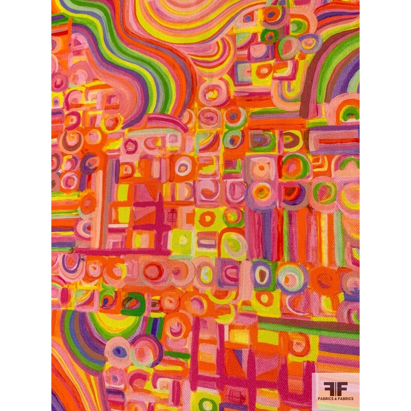 Groovy Collage Printed Lightweight Cotton Canvas – Multicolor Fabric by the Yard