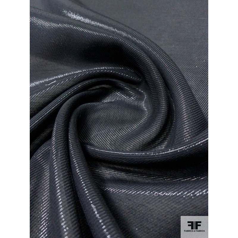 Italian Twill Woven Sheer Lam – Midnight Navy Fabric by the Yard