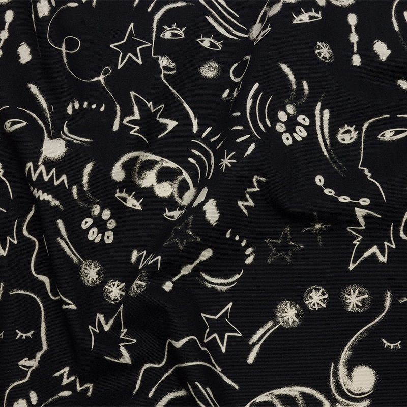 Stretch Cotton Canvas Print – Black and White Abstract Doodles – Mood Exclusive Universal Simplicity