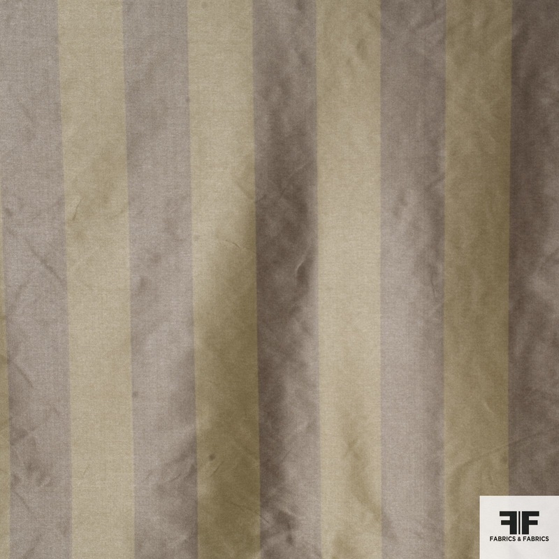 Striped Taffeta Silk Blend – Gold/Burgundy Fabric by the Yard