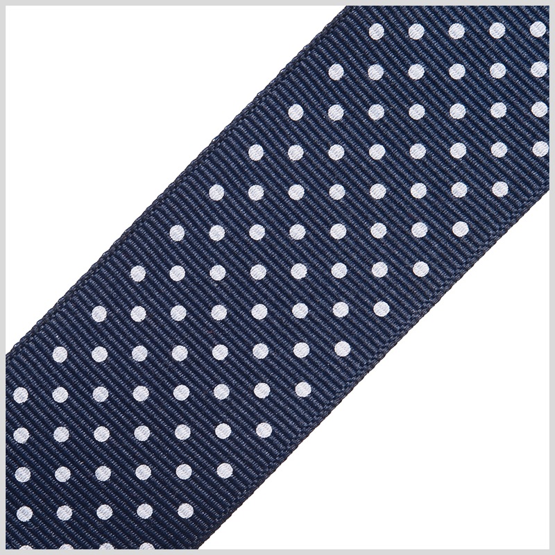 1.5″ Navy Polka Dot Grosgrain Ribbon