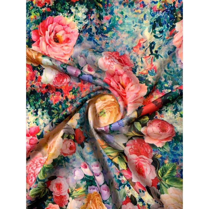 A Floral Dream Printed Scuba – Multicolor Fabric by the Yard