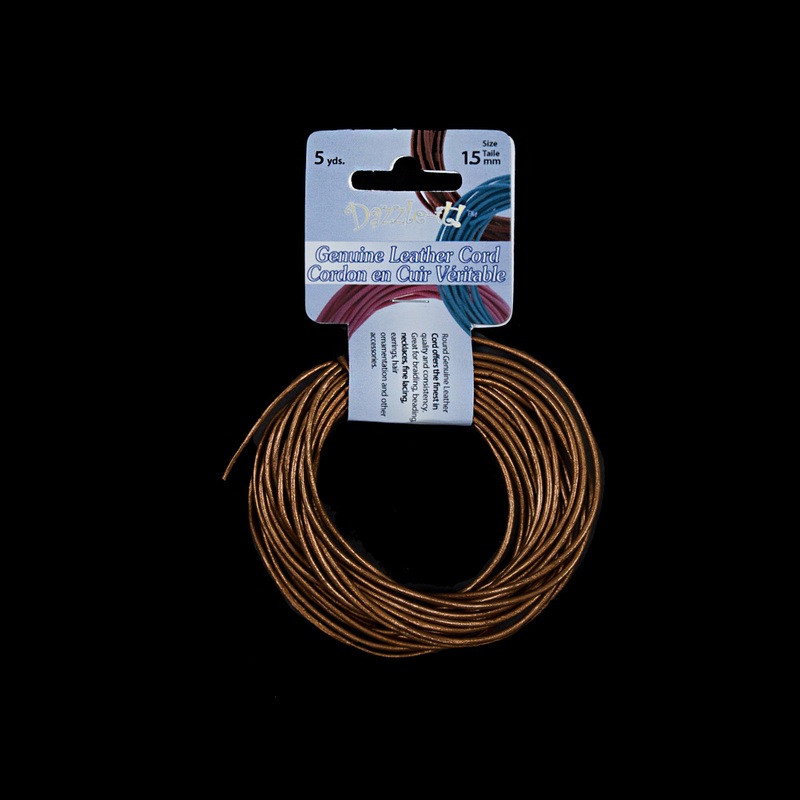 Dazzle-It Metallic Bronze Genuine Leather Cord – 1.5mm