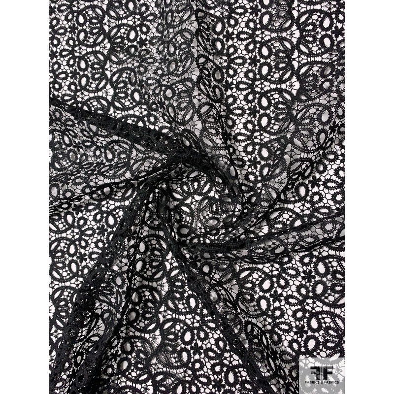 Lela Rose Ornate Swirl Guipure Lace – Black Fabric by the Yard