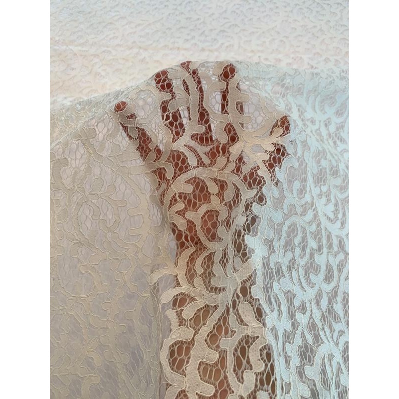 Paisley-Like Vines Raschel Lace – Off-White Fabric by the Yard