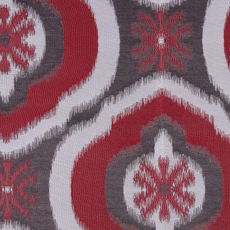 Red Ikat Damask Polyester Woven
