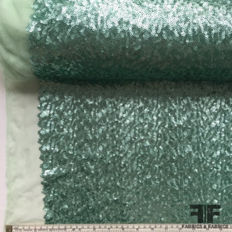 Sequined Tulle – Mint Fabric by the Yard