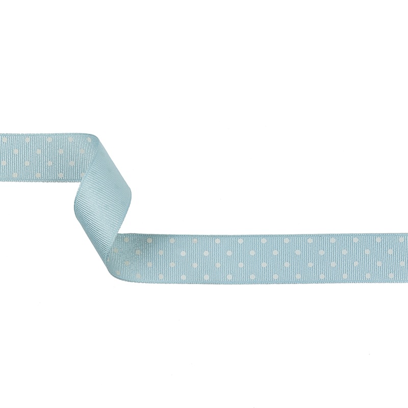 Winter Sky and White Polka Dots Grosgrain Ribbon – 1″