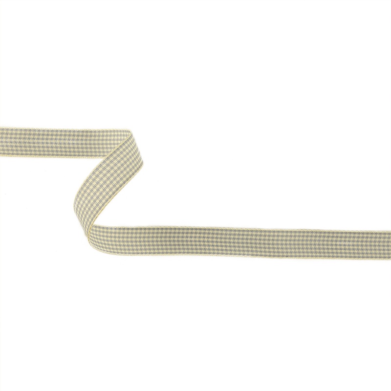 Cool Gray and Cannoli Cream Houndstooth Check Woven Ribbon – 0.625″