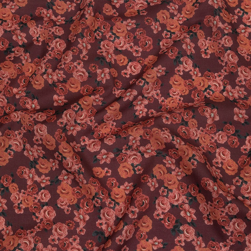 Cotton Voile – Red Floral – Rose Garden Romance Print – Mood Exclusive Rockland Collection