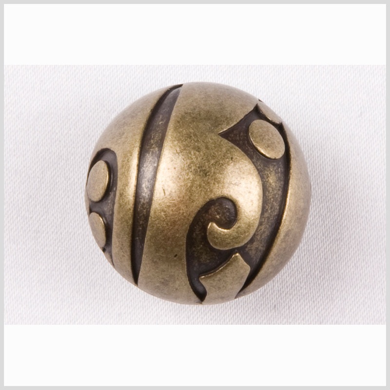 Decorative Old Brass Full-Sphere Metal Shank-Back Button – 28L/18mm