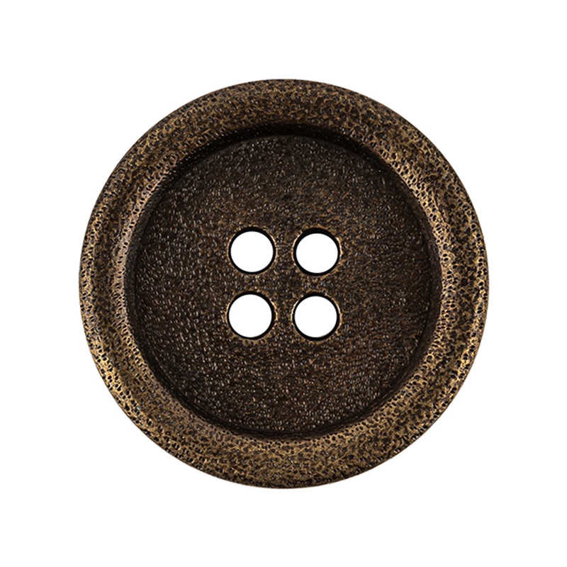 Italian Hint of Gold Bronze Shallow Plate 4-Hole Metal Look Coat Button – 44L/28mm