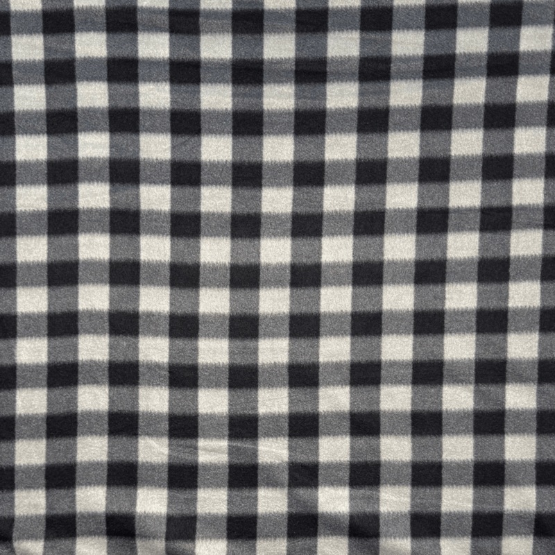 Printed Polar Fleece Check Black & Grey