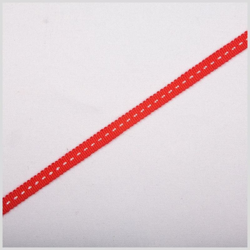 Red Stitched Grosgrain Ribbon – 0.19″