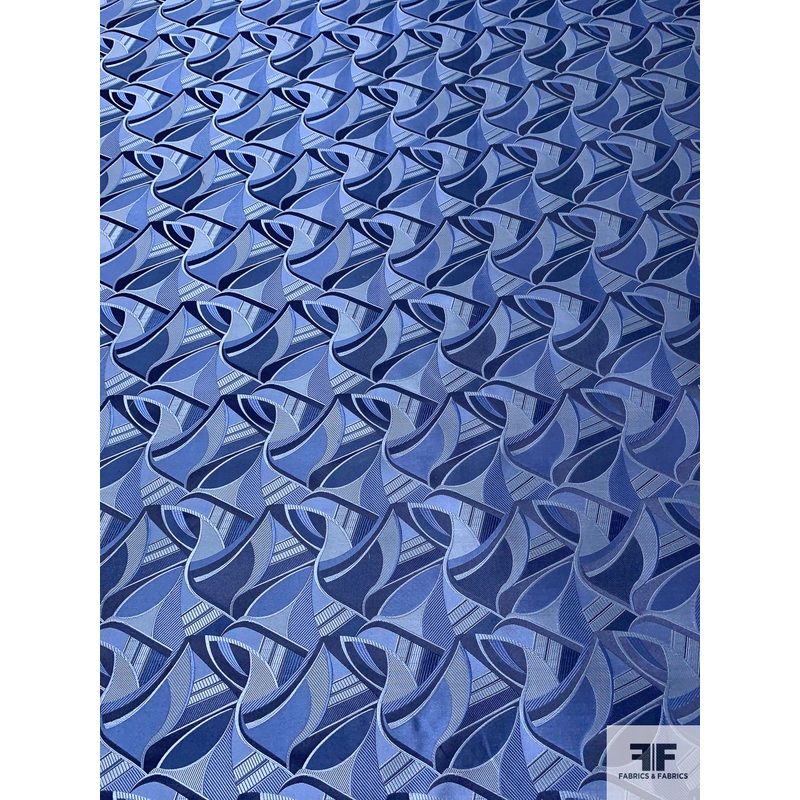 Abstract Silk Necktie Jacquard Brocade – Shade of Blue Fabric by the Yard
