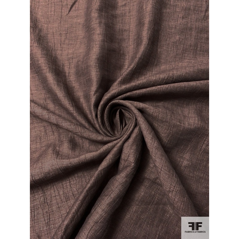 Crinkled Linen Look Poly-Cotton – Chestnut Brown Fabric by the Yard