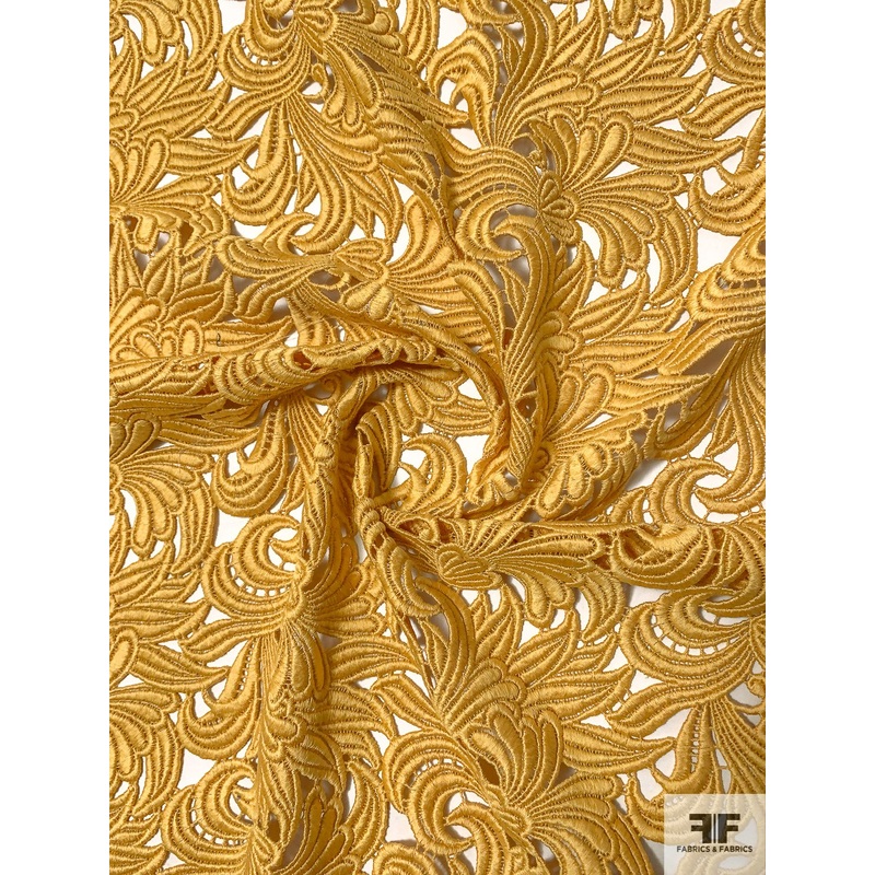 Leaf Blossom Guipure Lace – Golden Yellow Fabric by the Yard