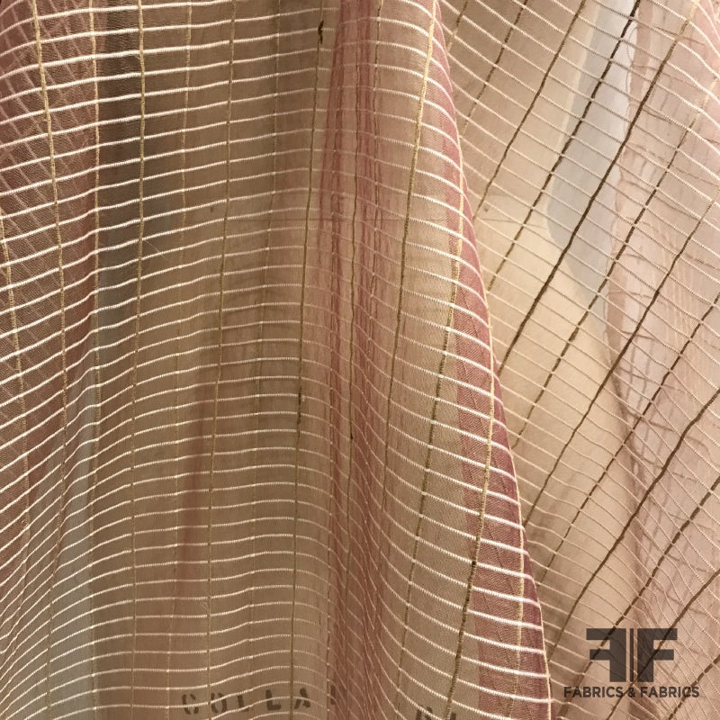 Novelty Organza – Mauve / Tan / White Fabric by the Yard