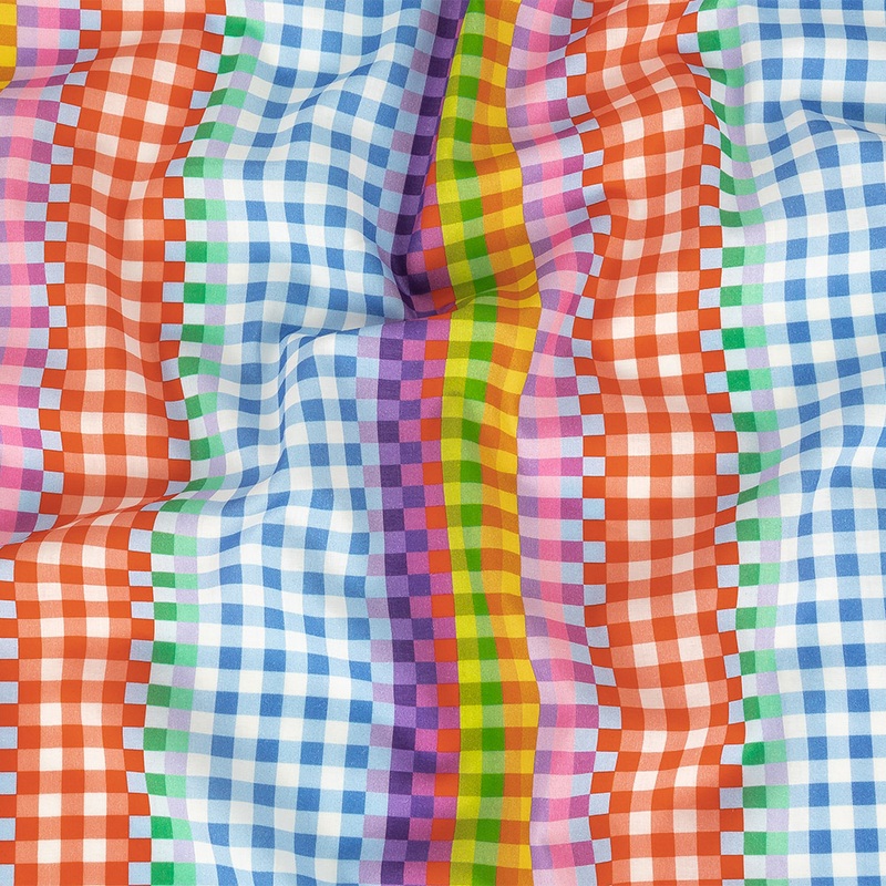 Cotton Voile – Rainbow Checkers – Picnic Patisserie Print – Mood Exclusive Sugar Collection