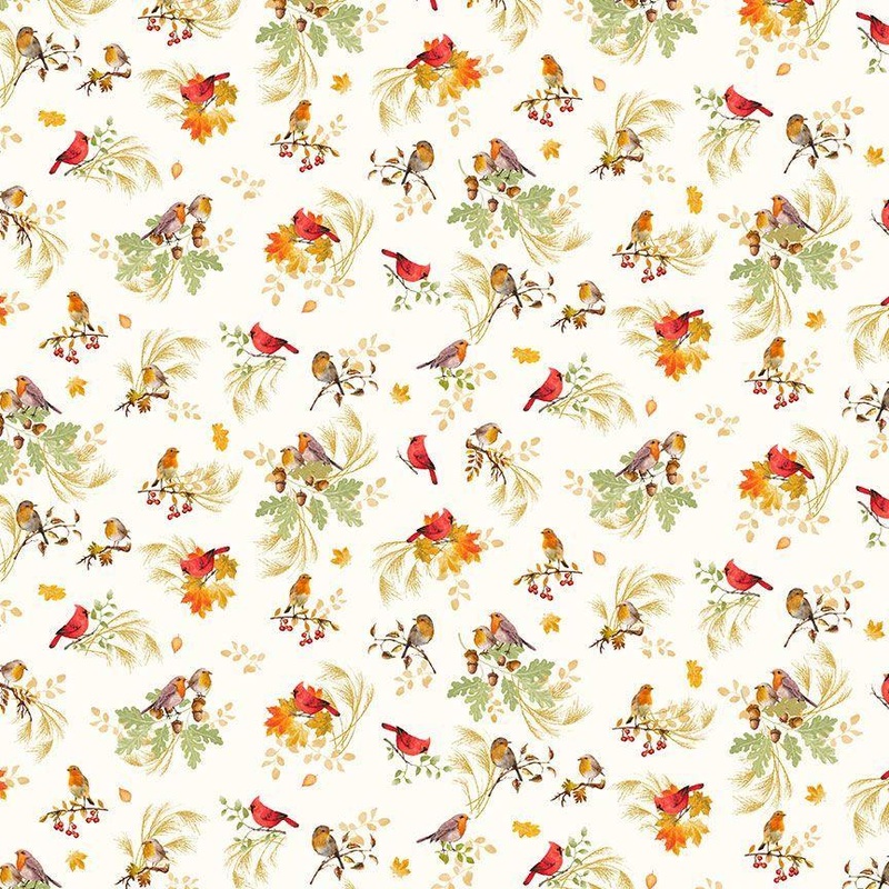 Gather with a Grateful Heart – CD3519 Cardinal on Branches – Cream