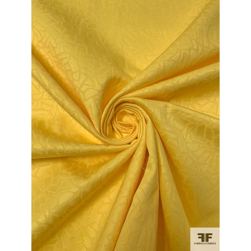 Italian Geometric Jacquard Cotton – Yellow Fabric by the Yard