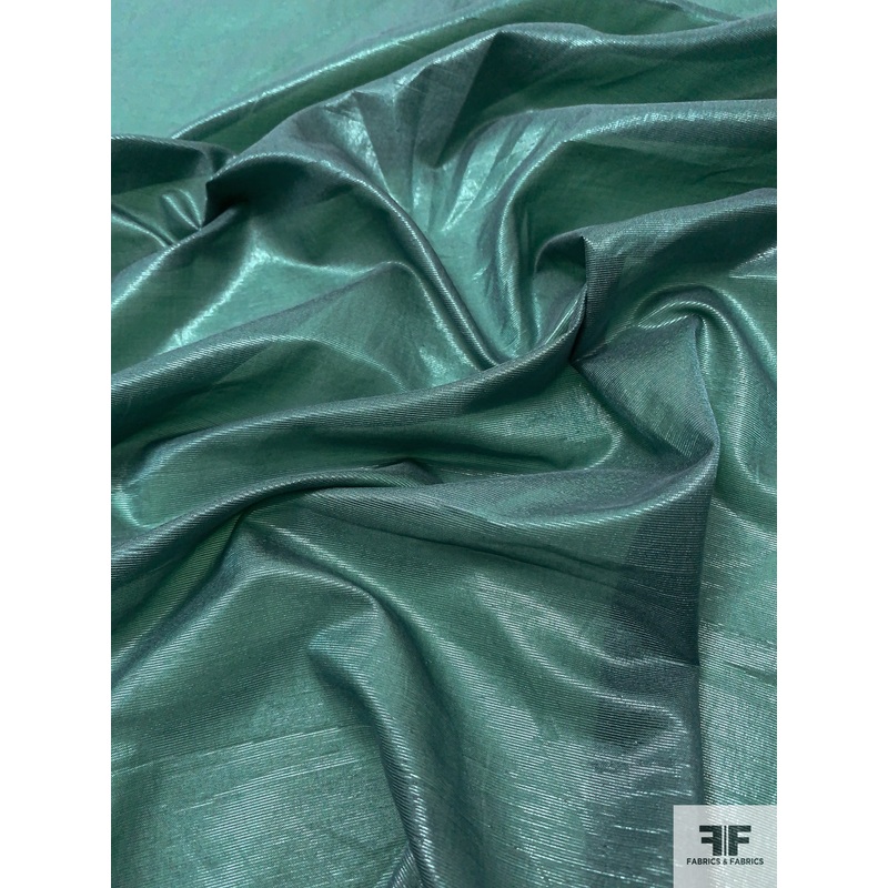 Italian Sheer Silk Blend Lam – Soft Hunter Green Fabric by the Yard