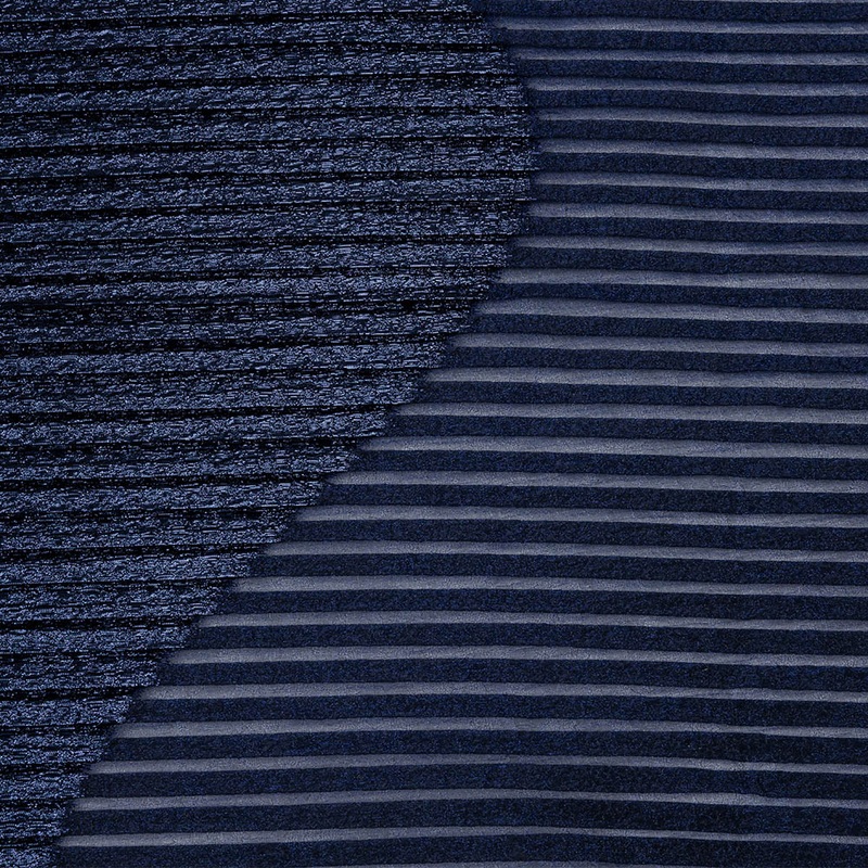 Metallic Navy Blue Waves Pleated Luxury Burnout Brocade
