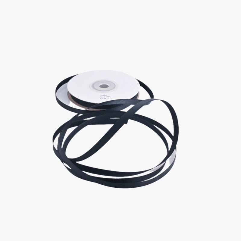 Satin Ribbon 6mm Black #10 Per Met