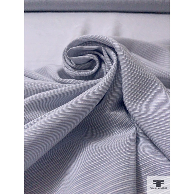 Soft Ottoman Silk and Cotton Shirting – Pale Lavender / Off-White Fabric by the Yard