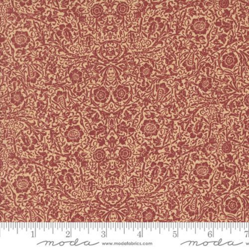 Vintage Christmas by KT  –  59786-23 Amaryllis Damask – Red