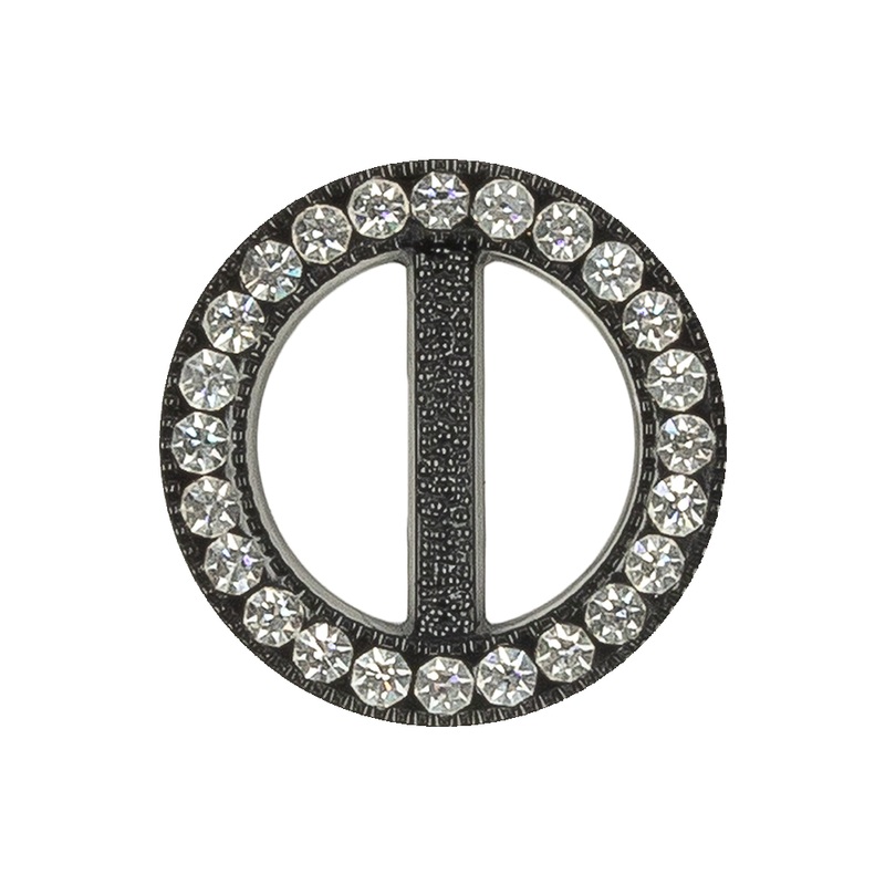 Vintage Crystal Rhinestones and Black Circular Plastic Slider – 1″